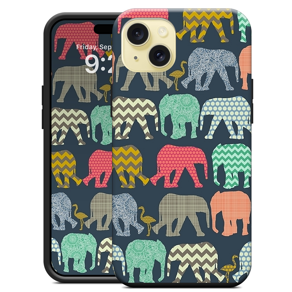 baby elephants and flamingos iPhone Case