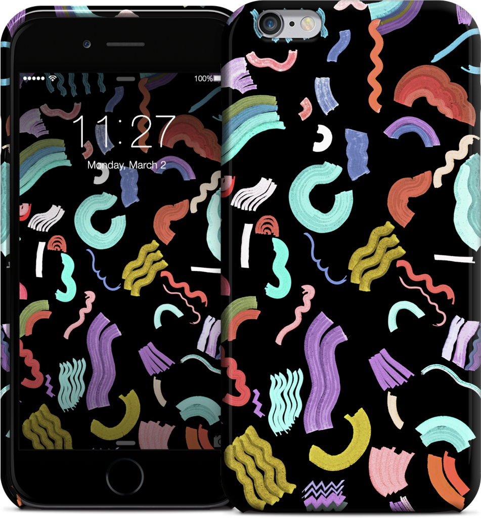 Curly Zigzag Stripes Marker Black iPhone Case
