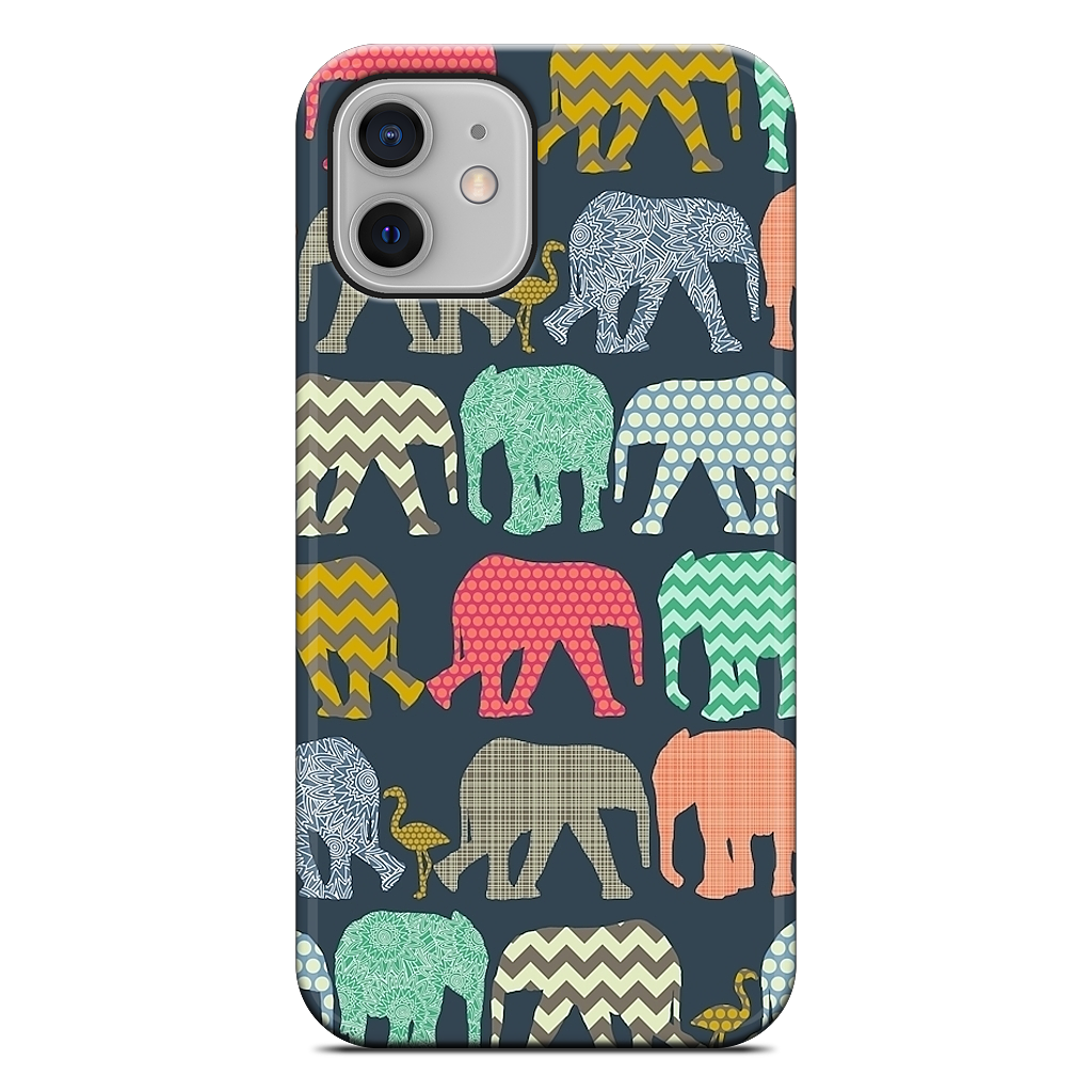 baby elephants and flamingos iPhone Case