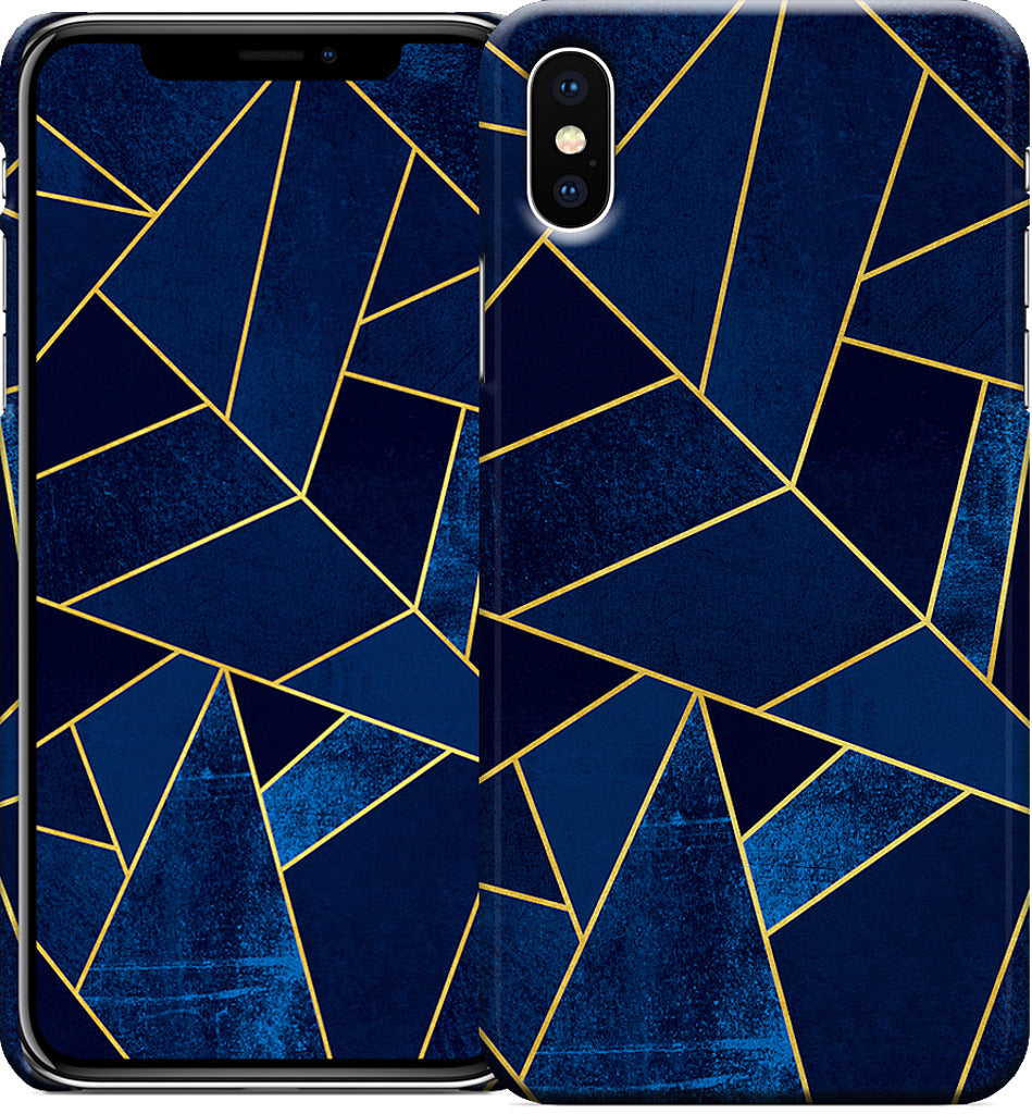 Blue Stone / Gold Lines iPhone Case