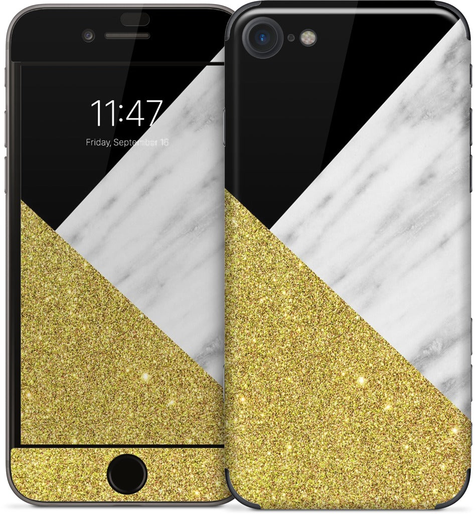 Gold and Real Italian Marble Collage iPhone Skin