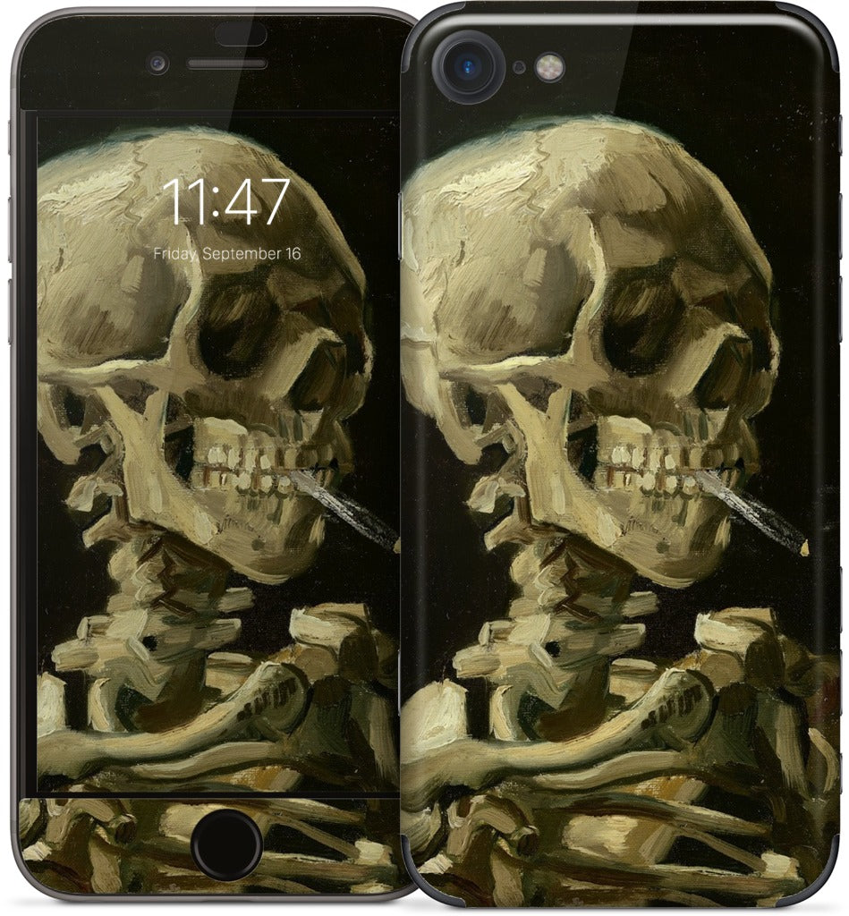 Skull of a Skeleton with Burning Cigarette iPhone Skin