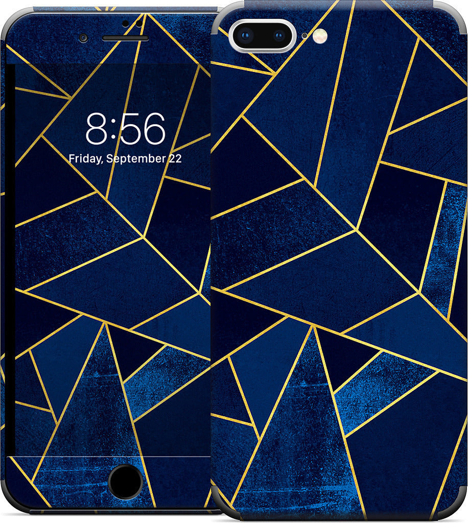 Blue Stone / Gold Lines iPhone Skin