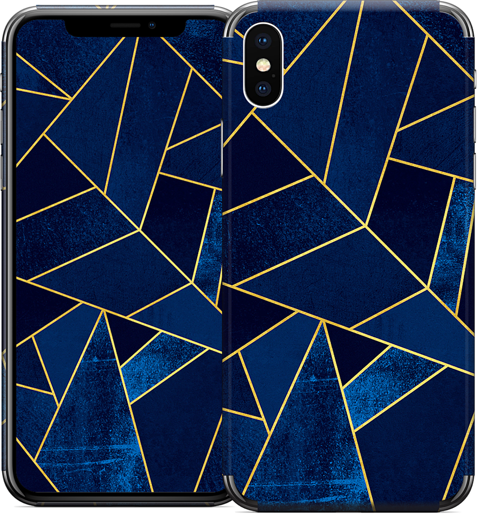 Blue Stone / Gold Lines iPhone Skin
