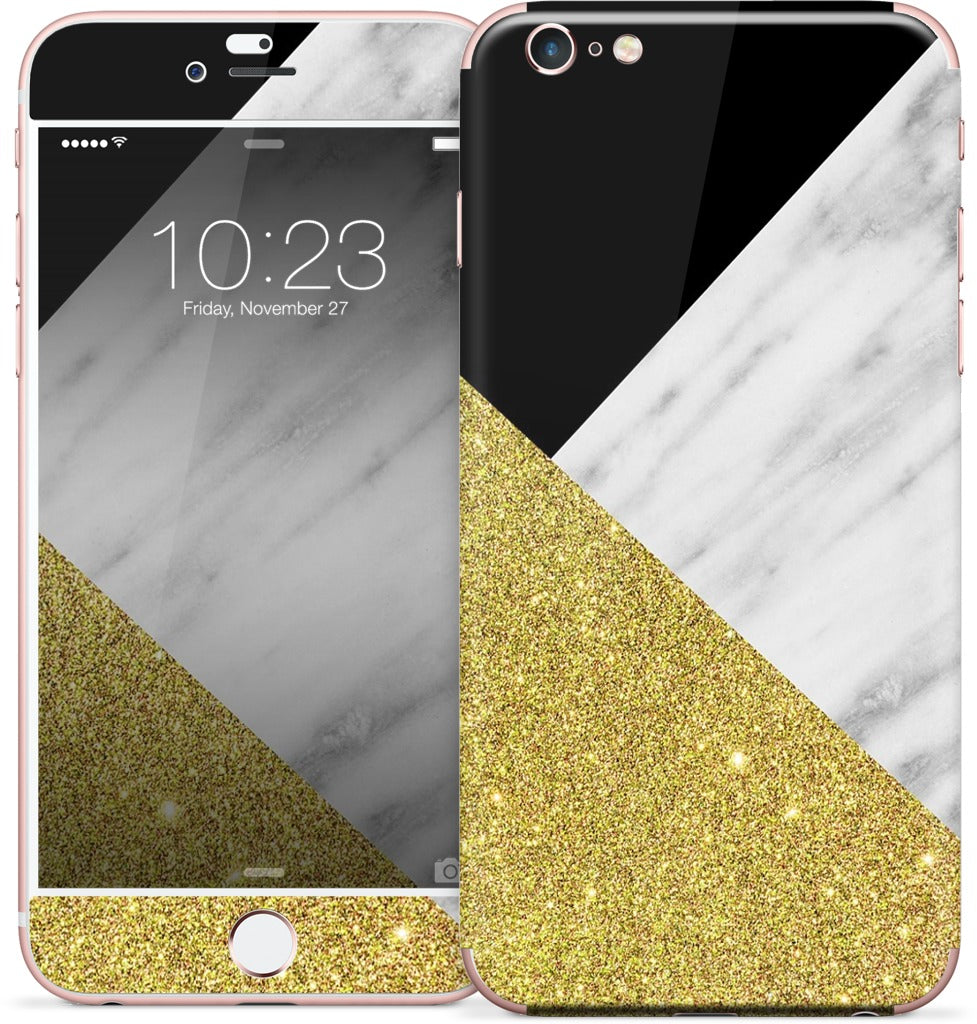 Gold and Real Italian Marble Collage iPhone Skin