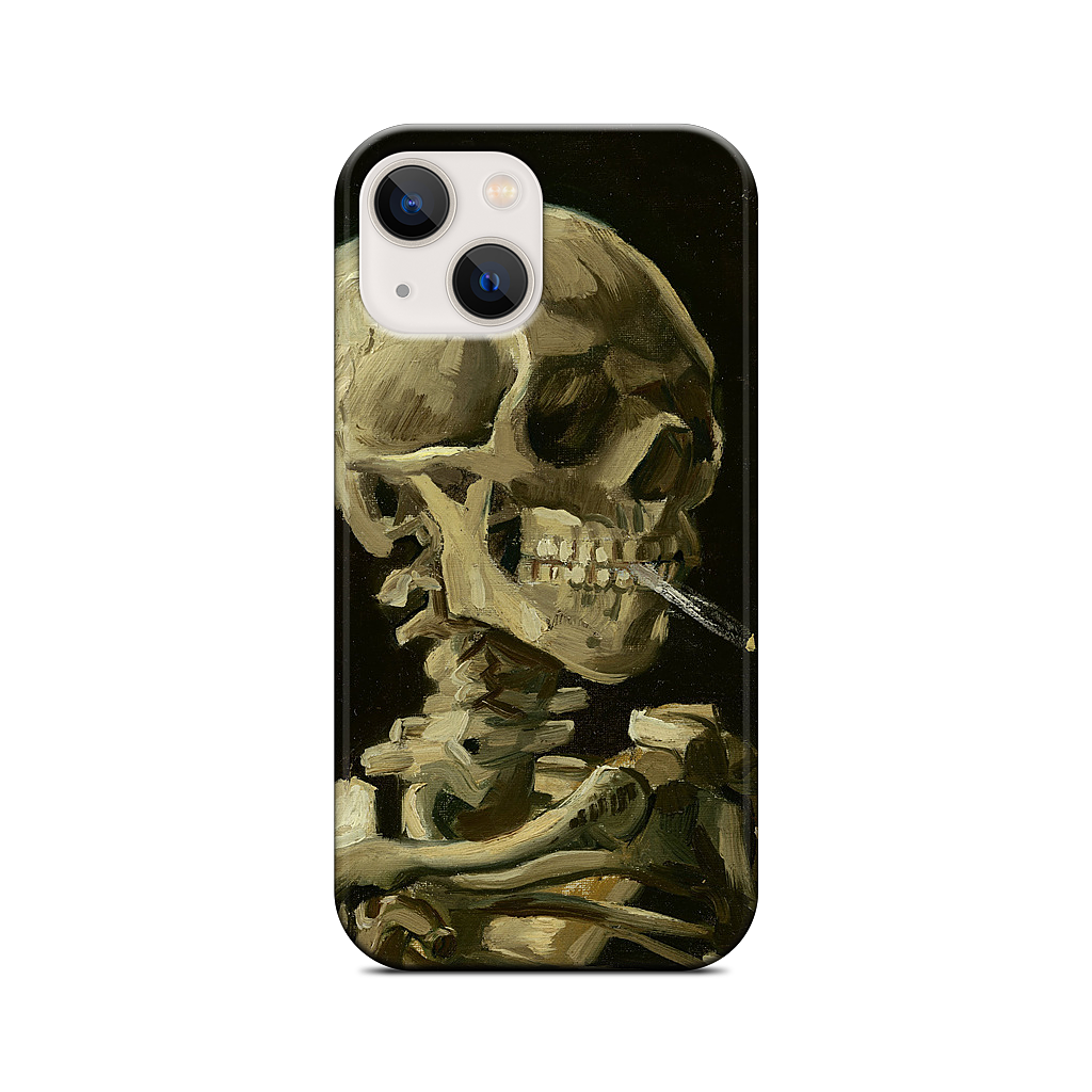 Skull of a Skeleton with Burning Cigarette iPhone Case