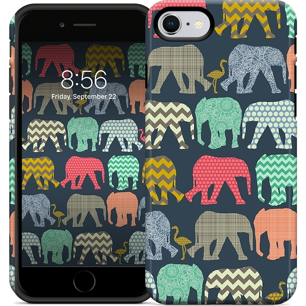 baby elephants and flamingos iPhone Case