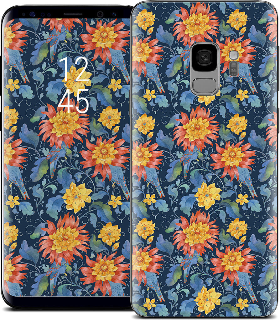 Blue Bird Pattern Samsung Skin