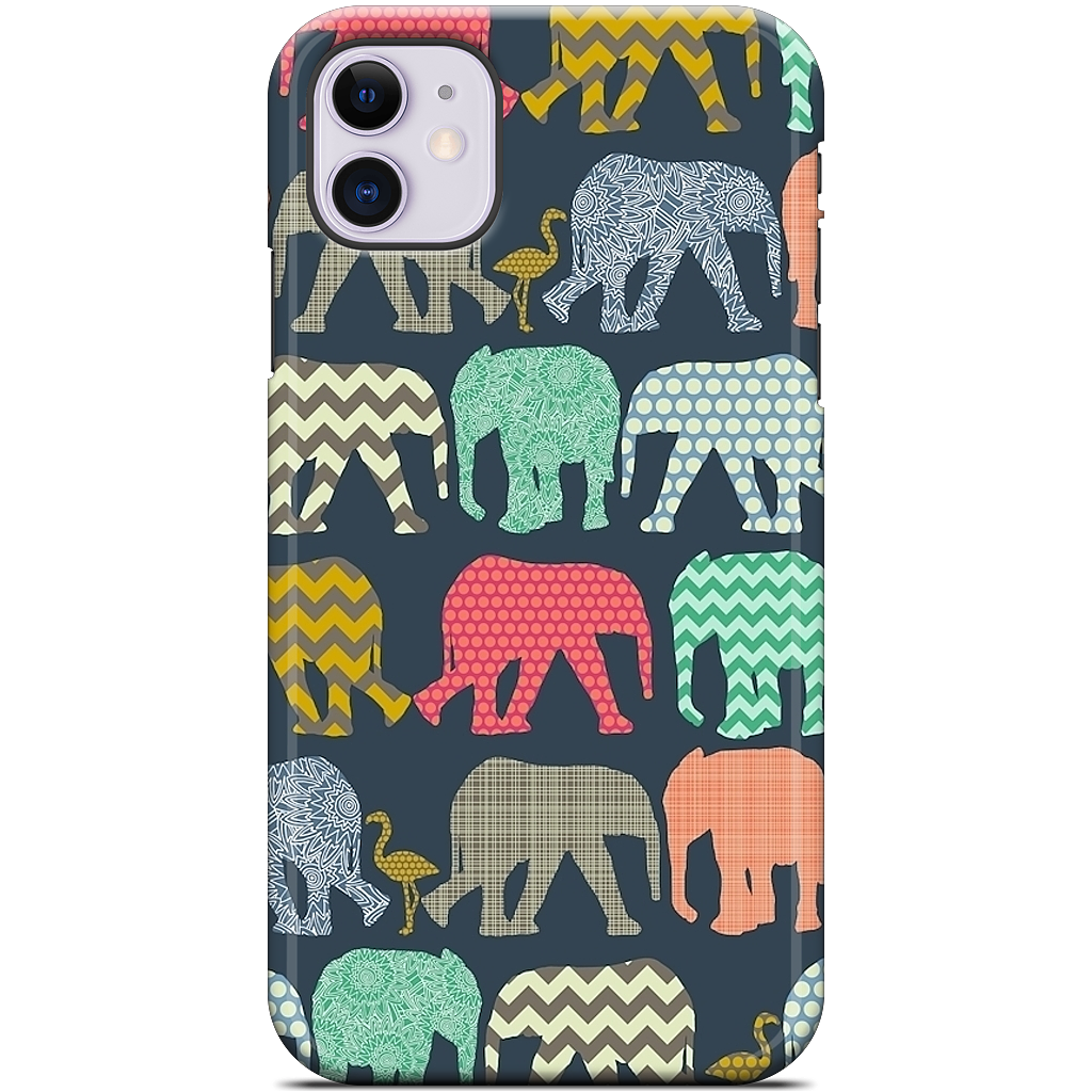 baby elephants and flamingos iPhone Case