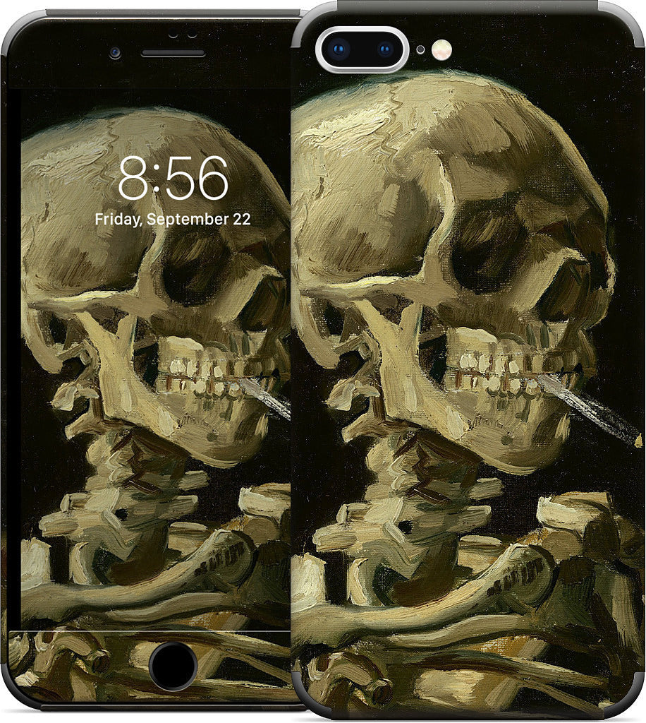 Skull of a Skeleton with Burning Cigarette iPhone Skin