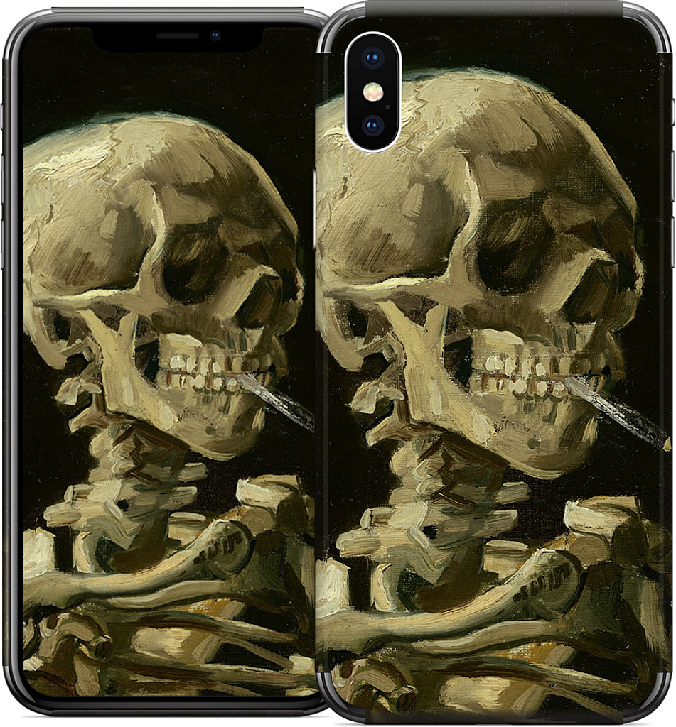 Skull of a Skeleton with Burning Cigarette iPhone Skin