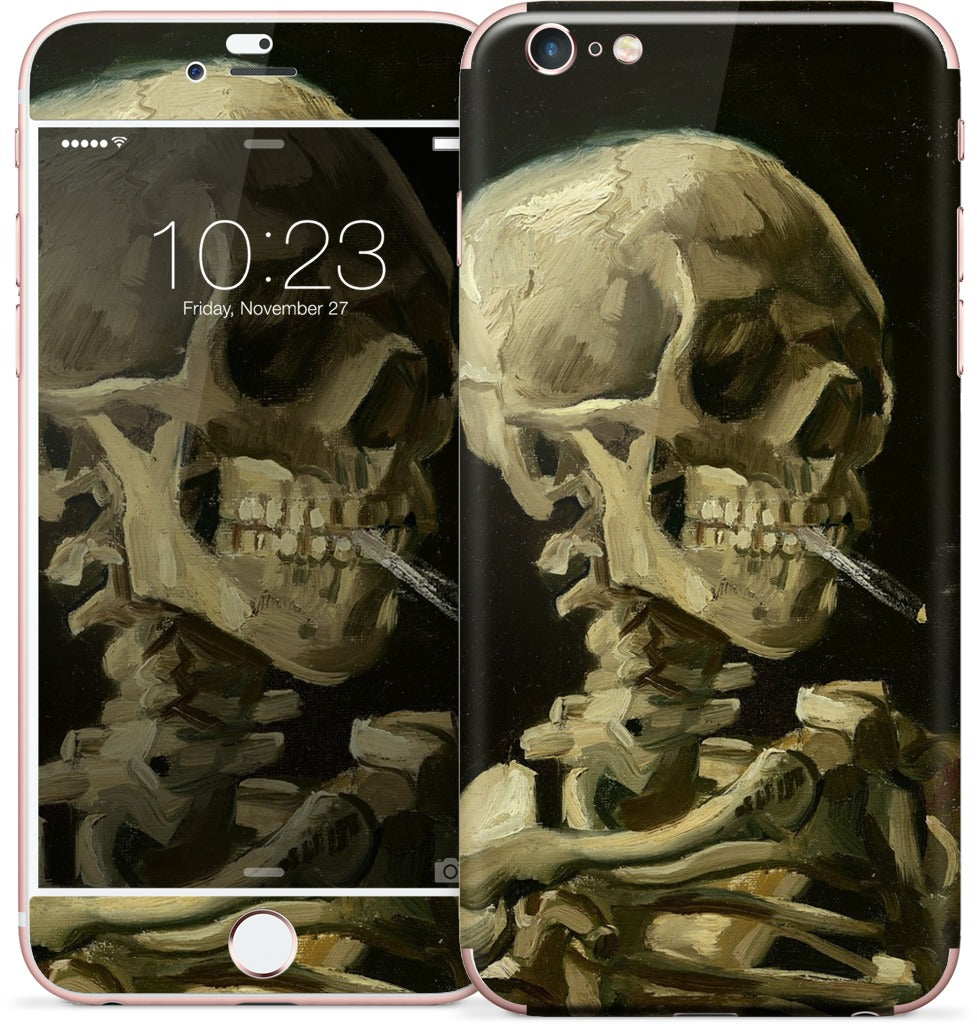 Skull of a Skeleton with Burning Cigarette iPhone Skin