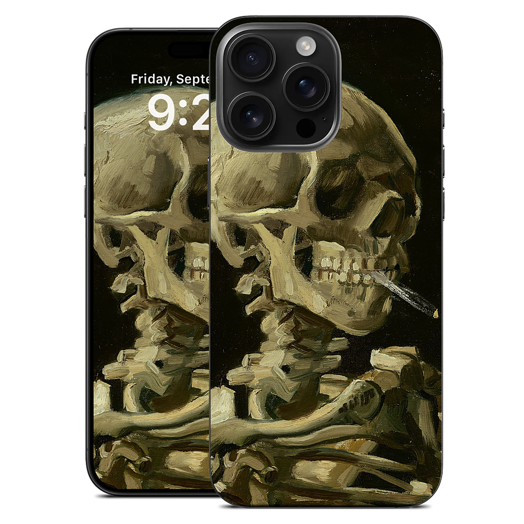 Skull of a Skeleton with Burning Cigarette iPhone Skin
