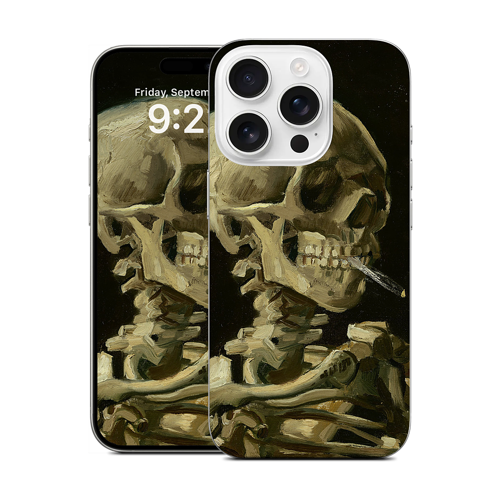 Skull of a Skeleton with Burning Cigarette iPhone Skin