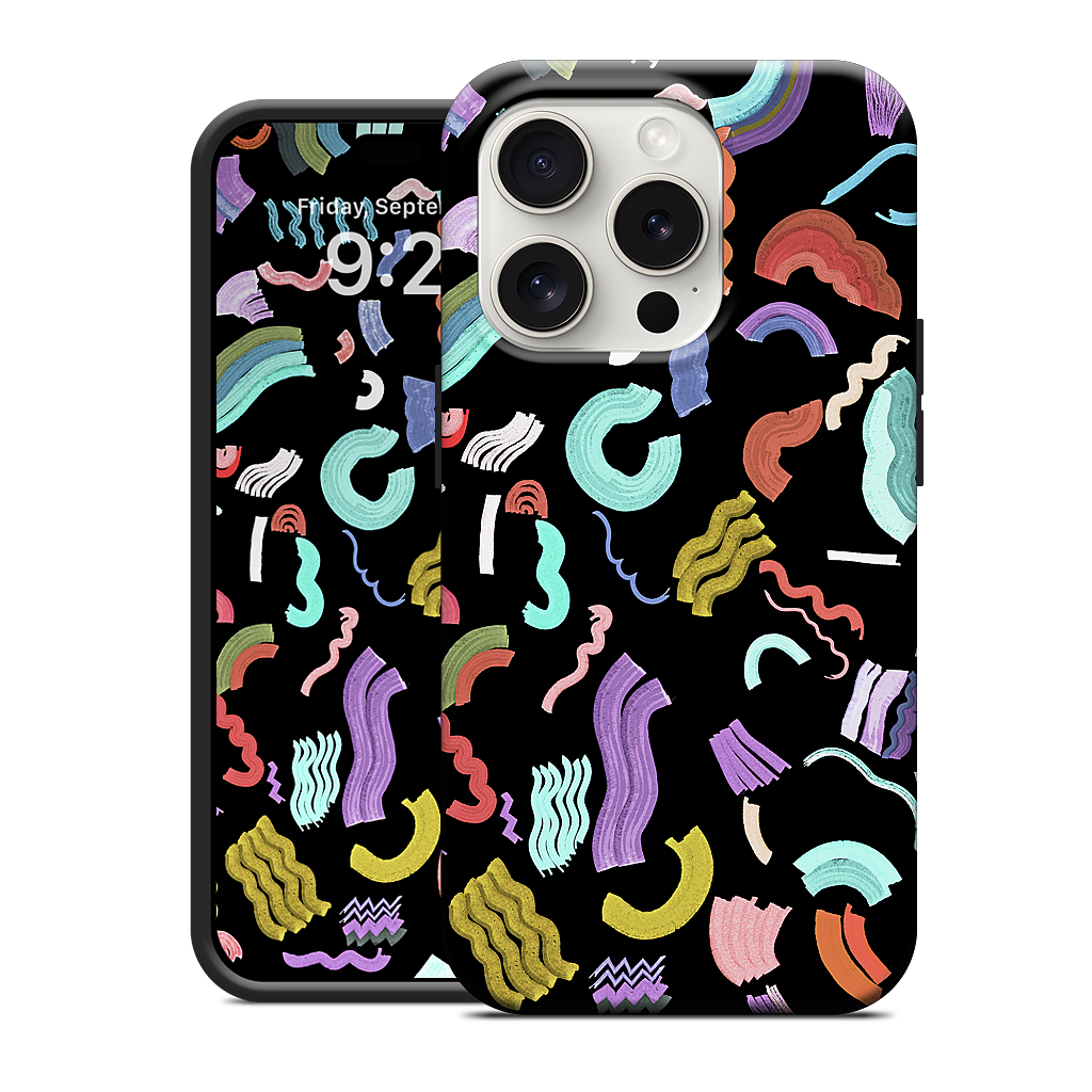 Curly Zigzag Stripes Marker Black iPhone Case