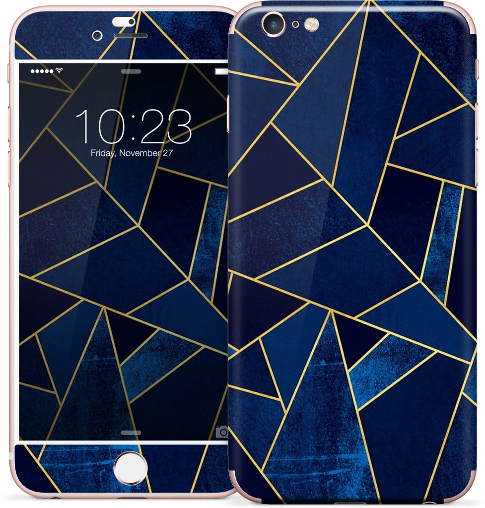 Blue Stone / Gold Lines iPhone Skin