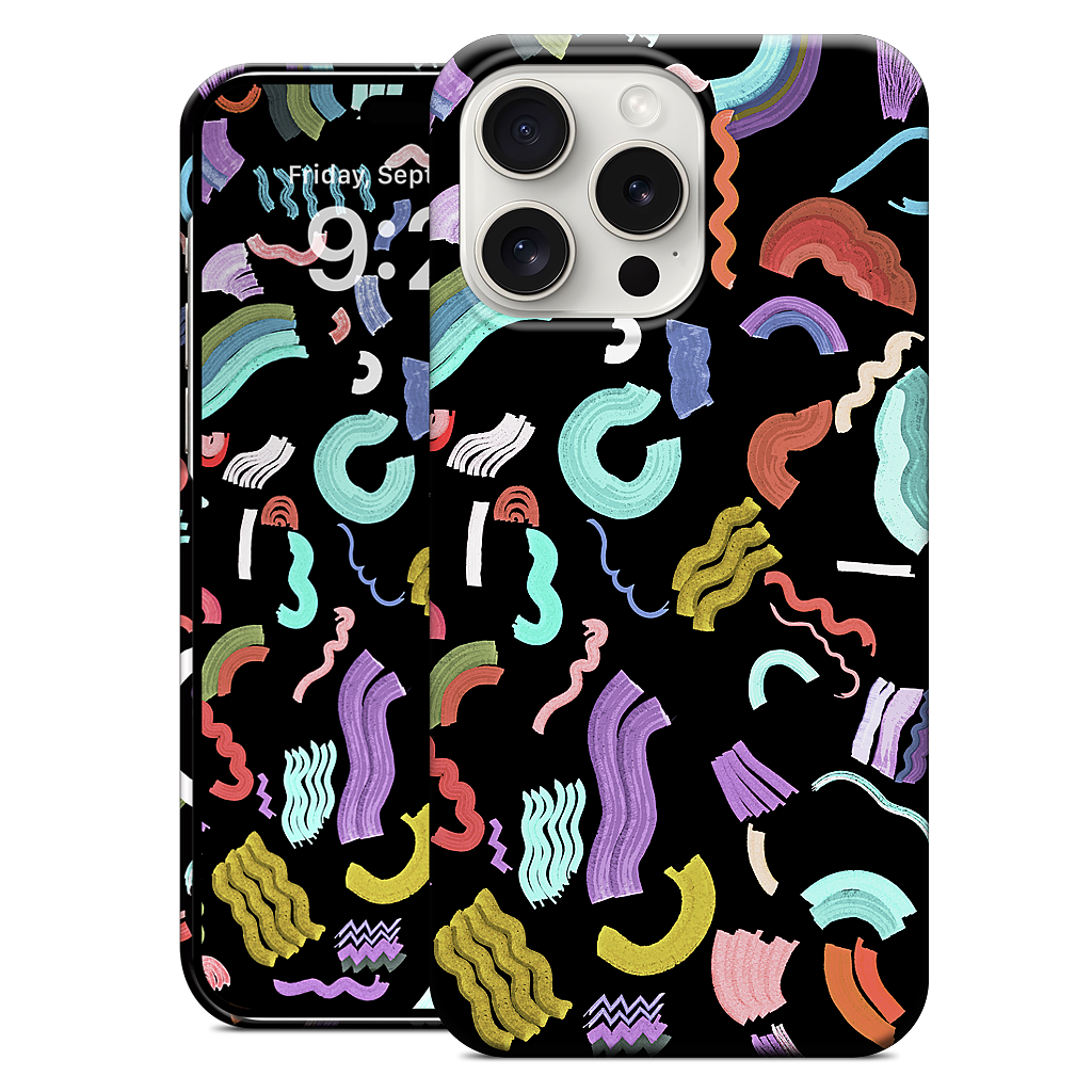 Curly Zigzag Stripes Marker Black iPhone Case