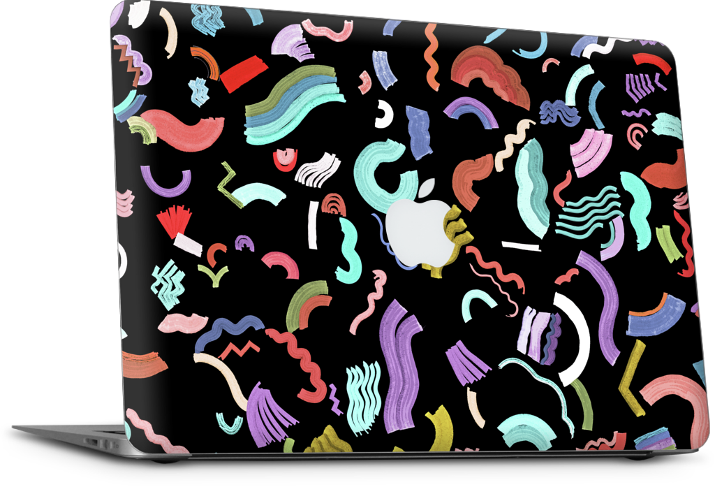 Curly Zigzag Stripes Marker Black MacBook Skin
