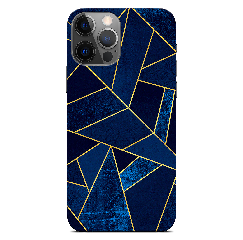 Blue Stone / Gold Lines iPhone Skin