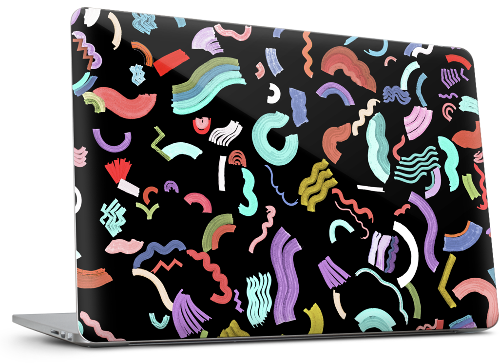 Curly Zigzag Stripes Marker Black MacBook Skin