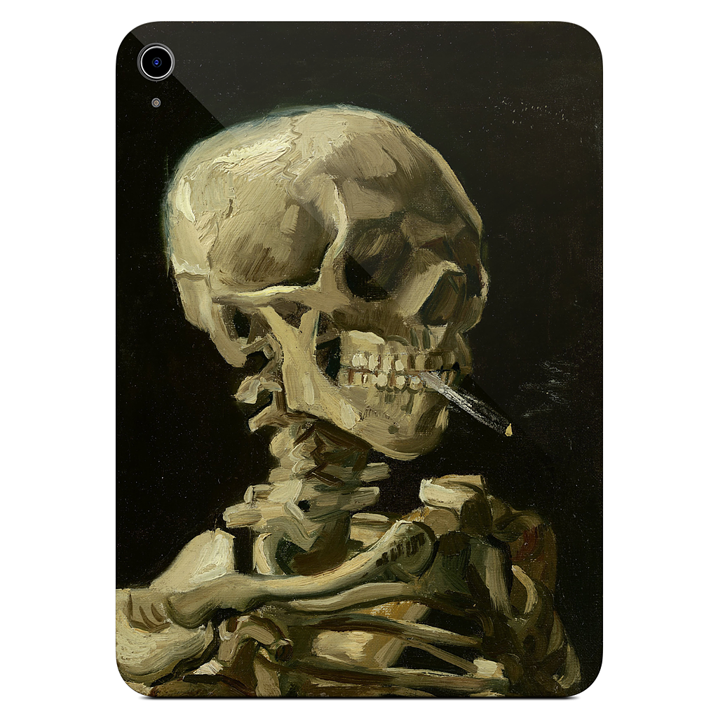 Skull of a Skeleton with Burning Cigarette iPad Skin