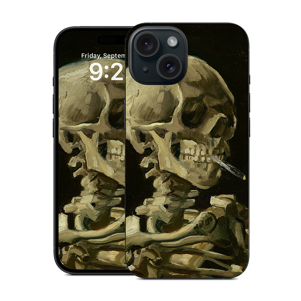 Skull of a Skeleton with Burning Cigarette iPhone Skin