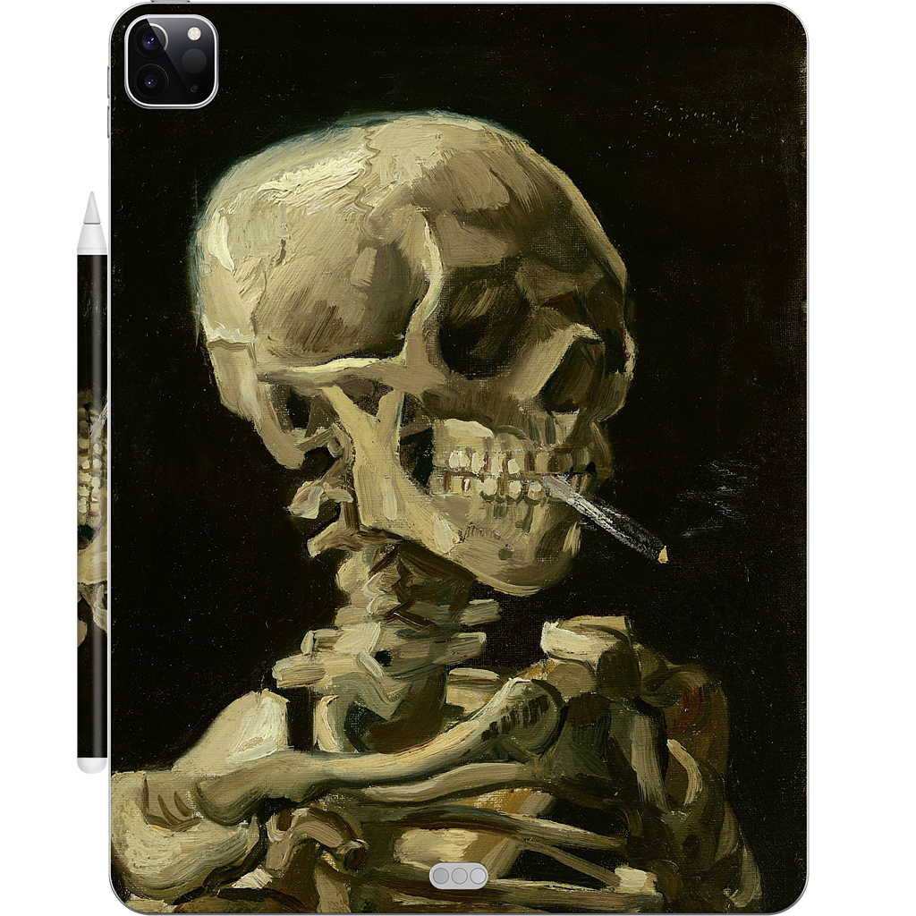 Skull of a Skeleton with Burning Cigarette iPad Skin