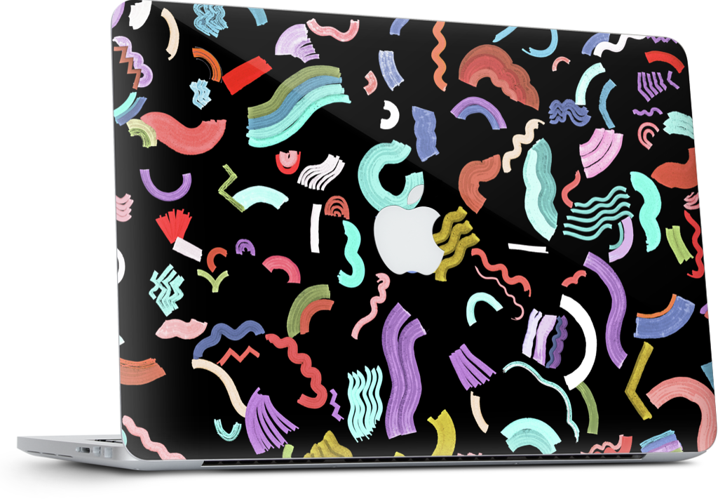 Curly Zigzag Stripes Marker Black MacBook Skin