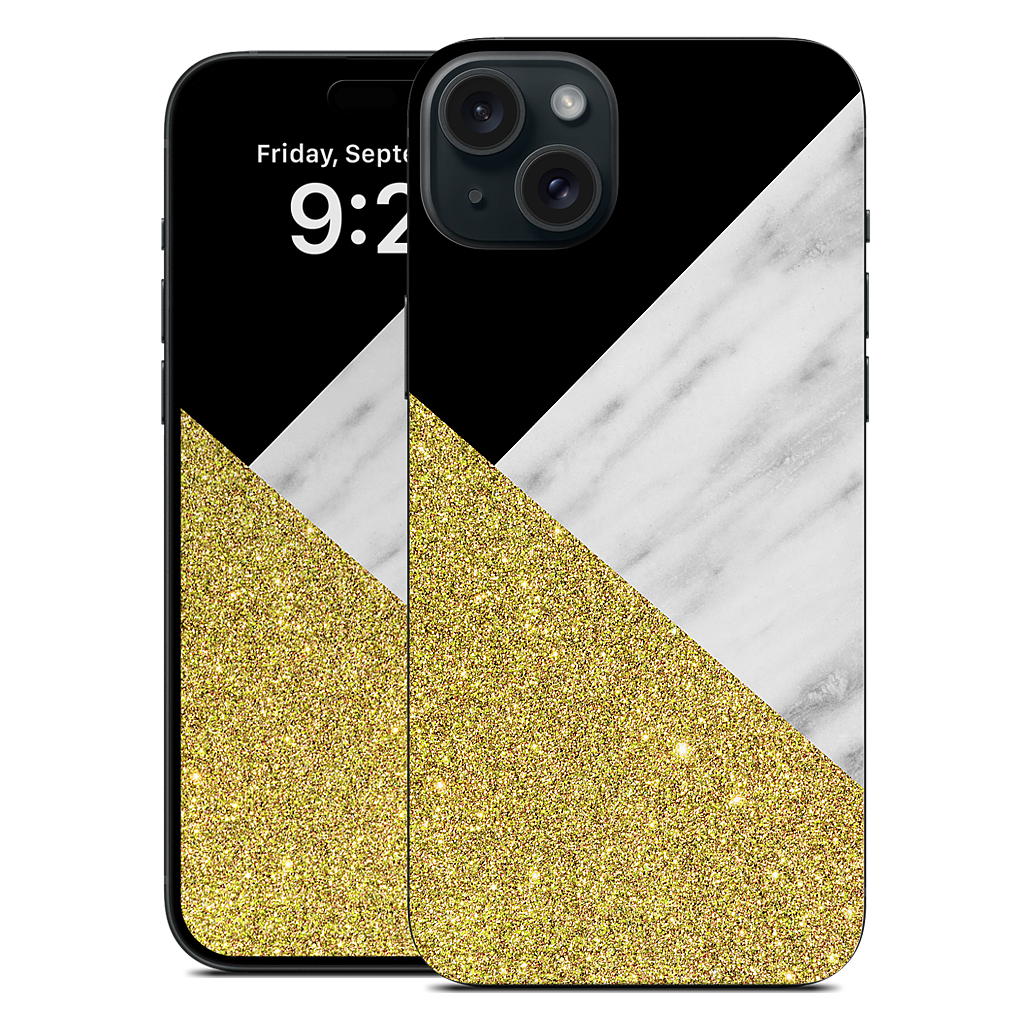 Gold and Real Italian Marble Collage iPhone Skin