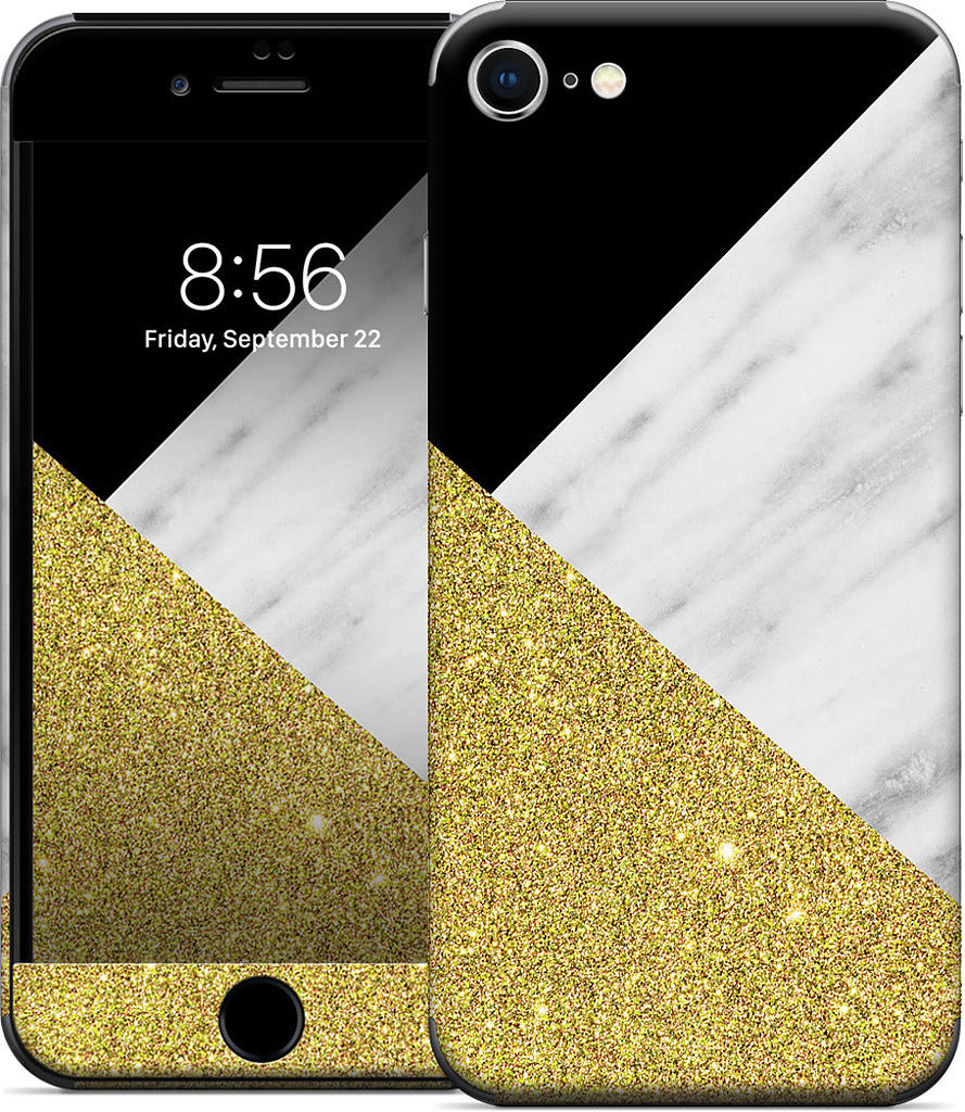 Gold and Real Italian Marble Collage iPhone Skin