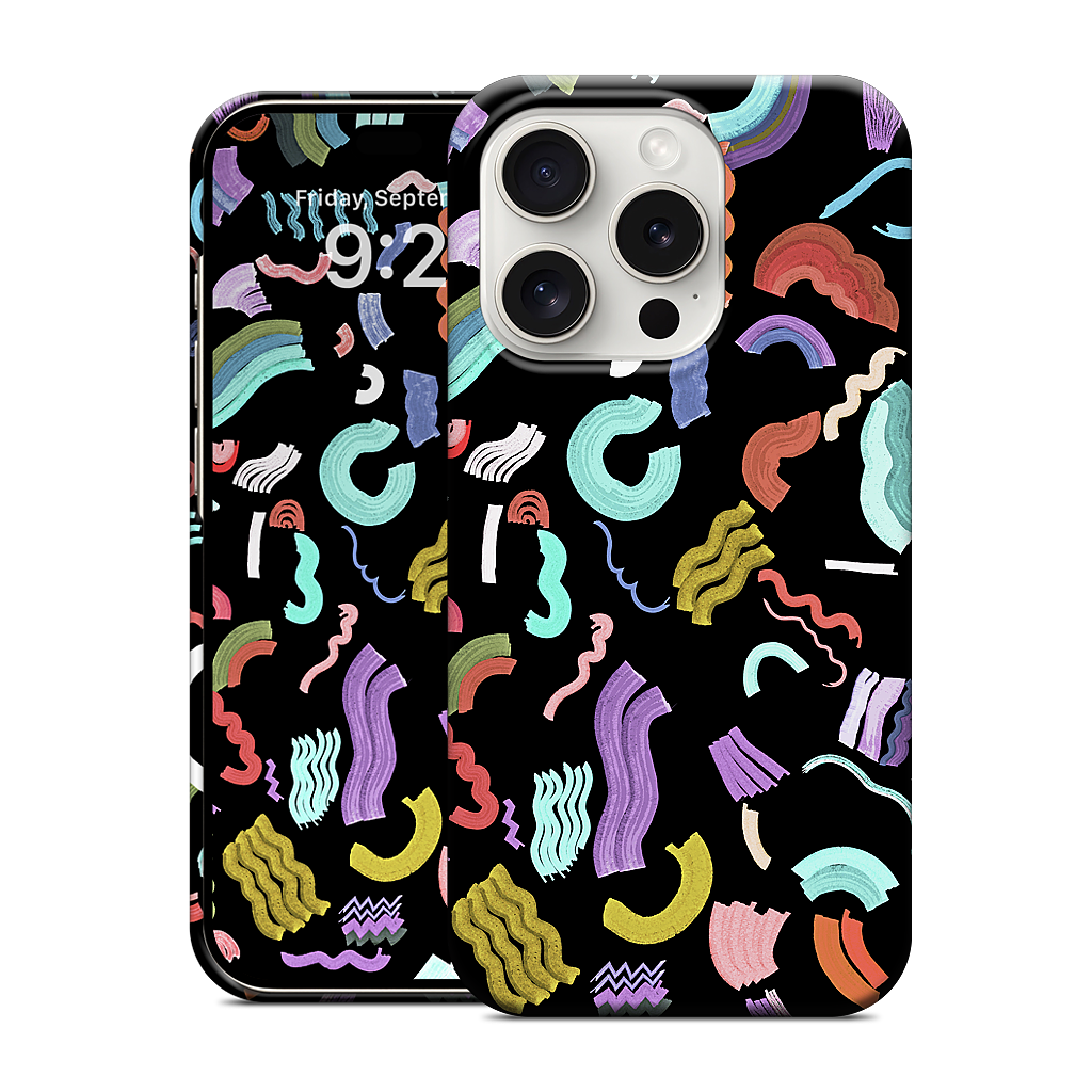 Curly Zigzag Stripes Marker Black iPhone Case