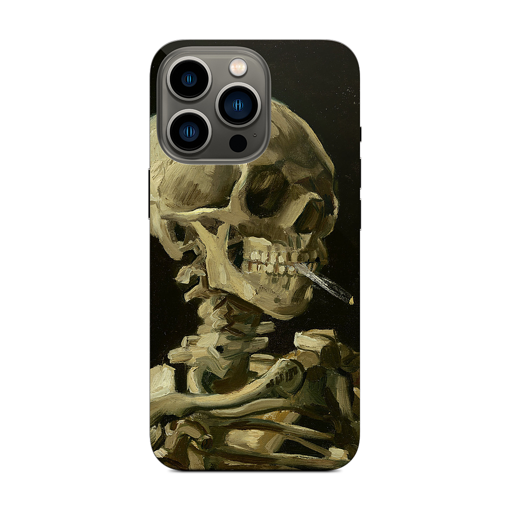 Skull of a Skeleton with Burning Cigarette iPhone Skin