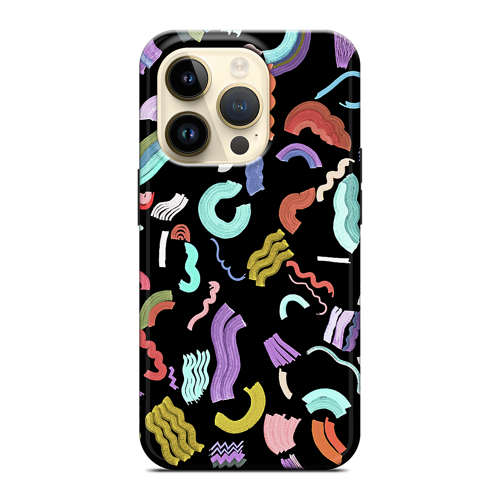 Curly Zigzag Stripes Marker Black iPhone Case