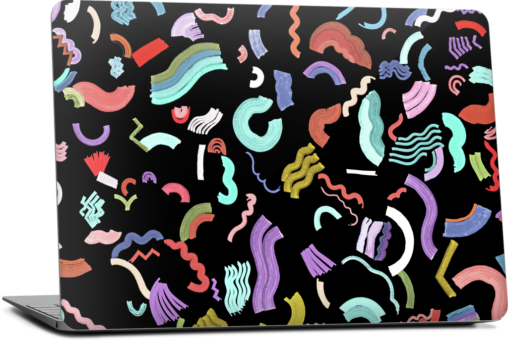 Curly Zigzag Stripes Marker Black MacBook Skin