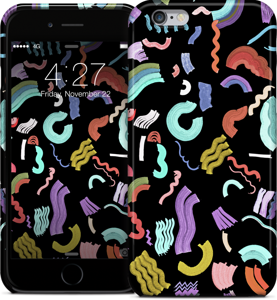 Curly Zigzag Stripes Marker Black iPhone Case