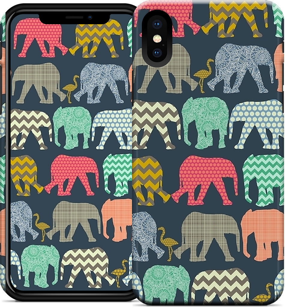 baby elephants and flamingos iPhone Case