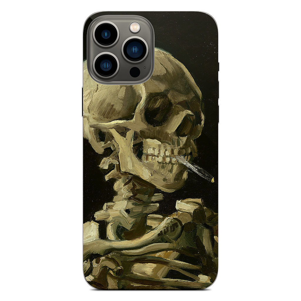 Skull of a Skeleton with Burning Cigarette iPhone Skin