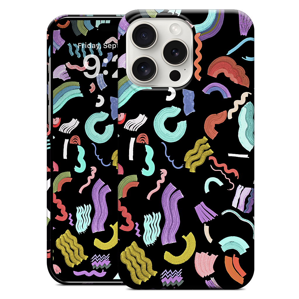 Curly Zigzag Stripes Marker Black iPhone Case