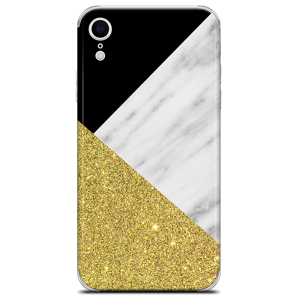 Gold and Real Italian Marble Collage iPhone Skin