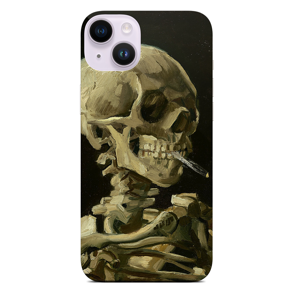 Skull of a Skeleton with Burning Cigarette iPhone Skin