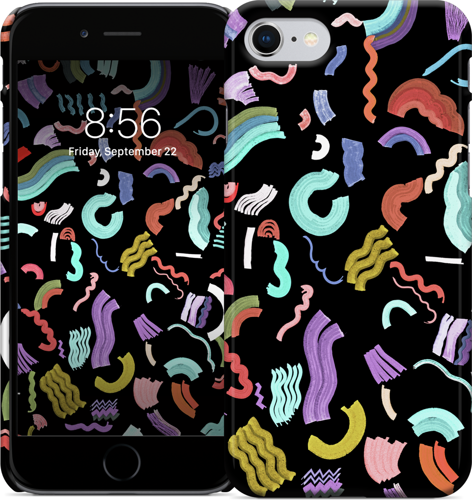 Curly Zigzag Stripes Marker Black iPhone Case