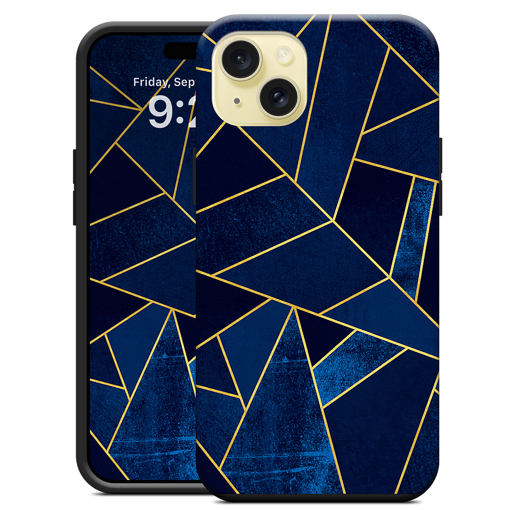 Blue Stone / Gold Lines iPhone Case