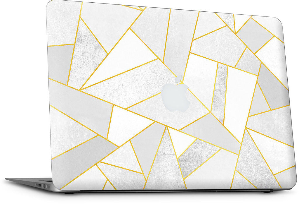 White Stone / Golden Lines MacBook Skin