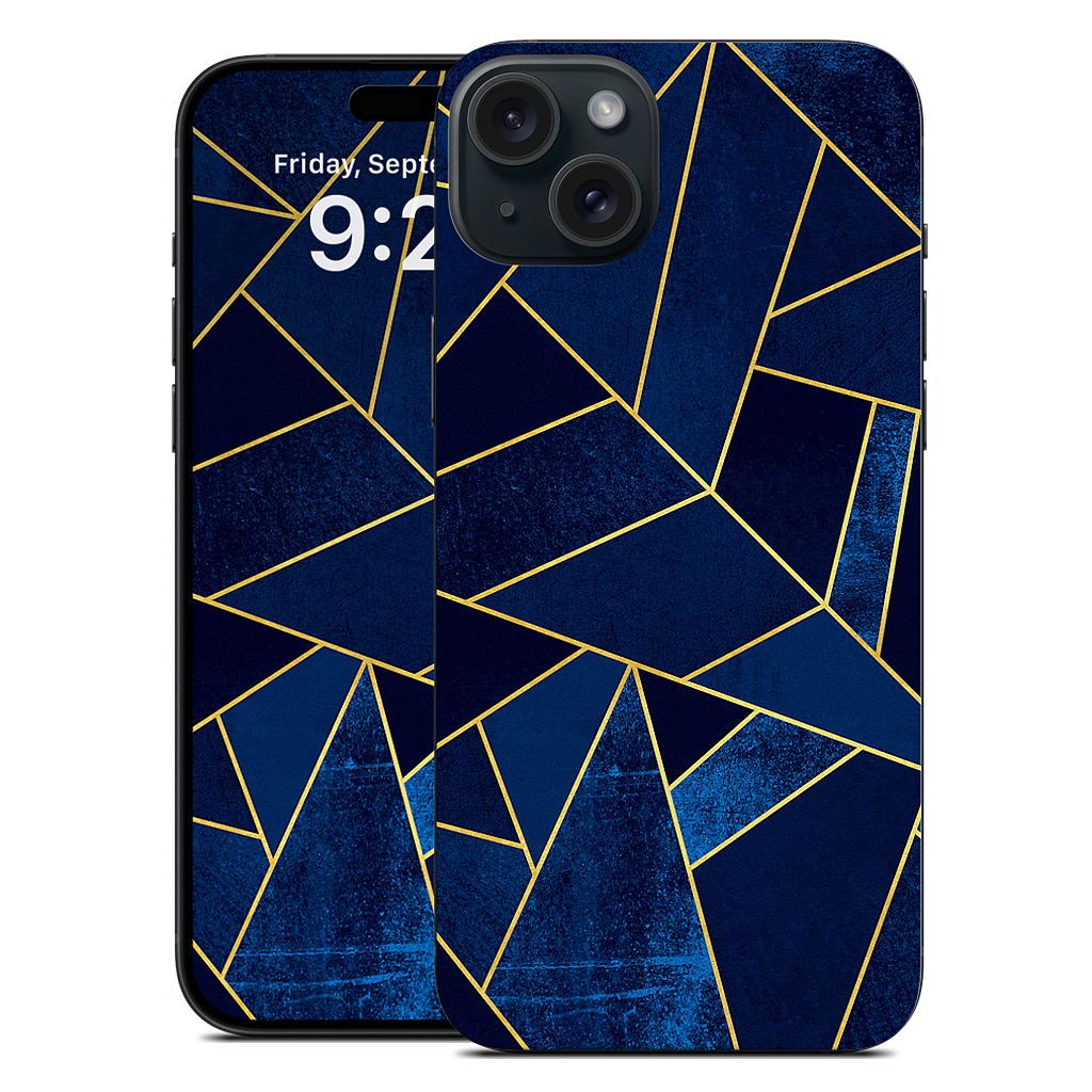Blue Stone / Gold Lines iPhone Skin