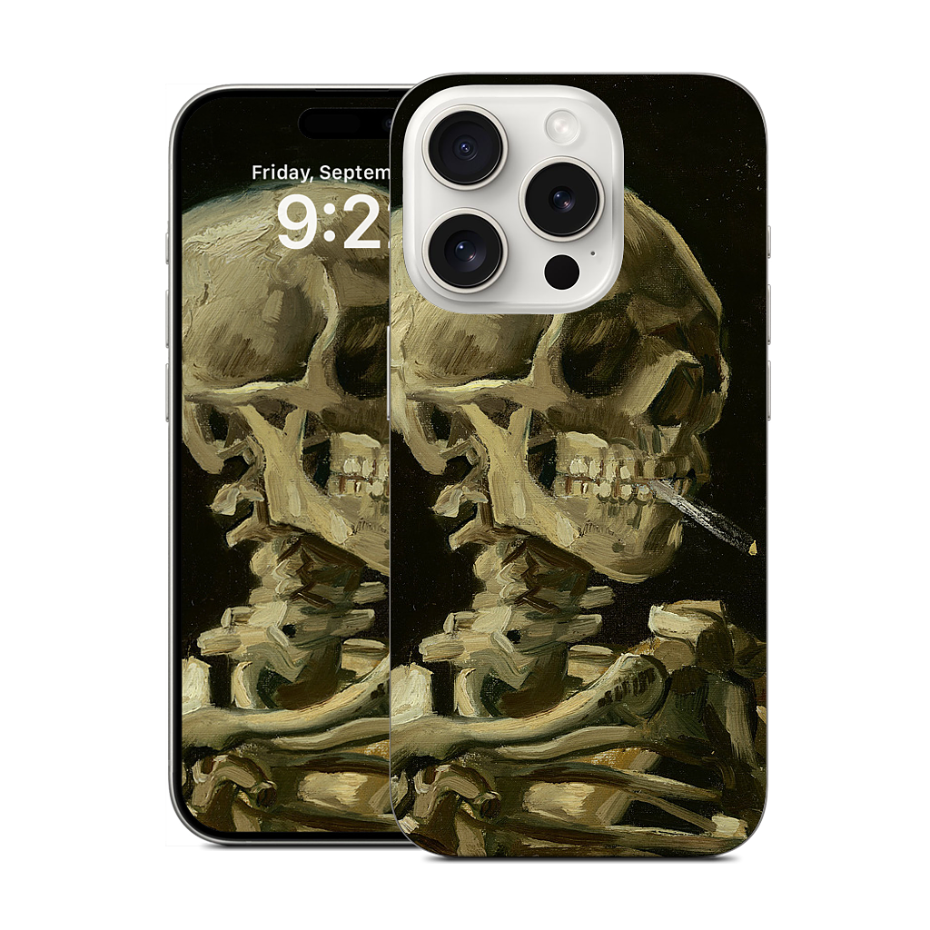 Skull of a Skeleton with Burning Cigarette iPhone Skin
