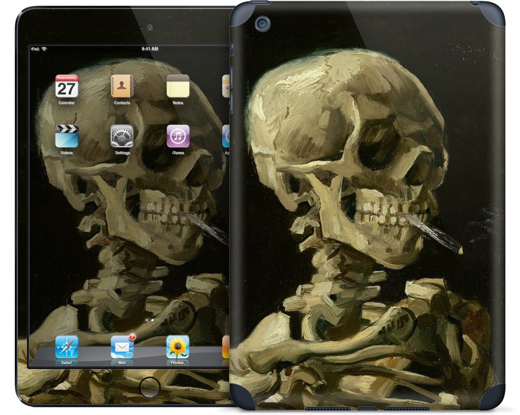 Skull of a Skeleton with Burning Cigarette iPad Skin
