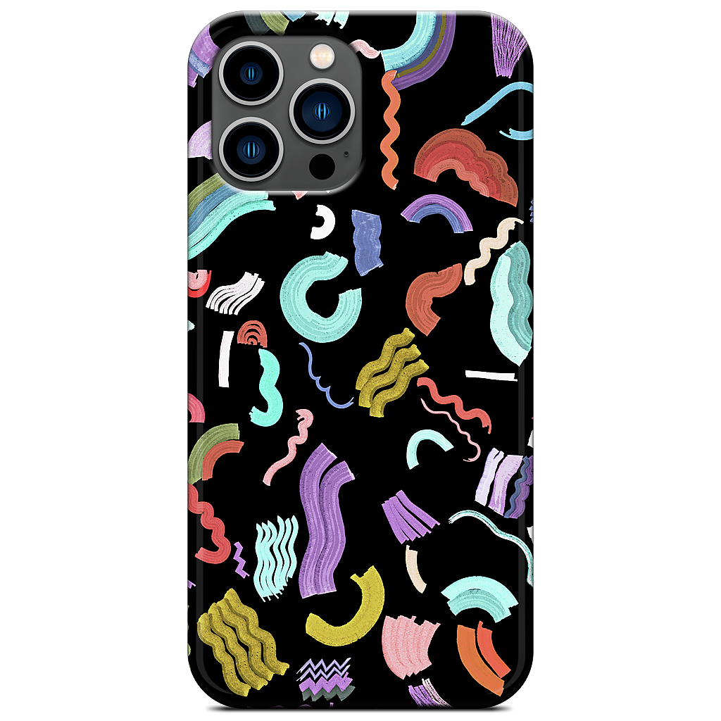 Curly Zigzag Stripes Marker Black iPhone Case