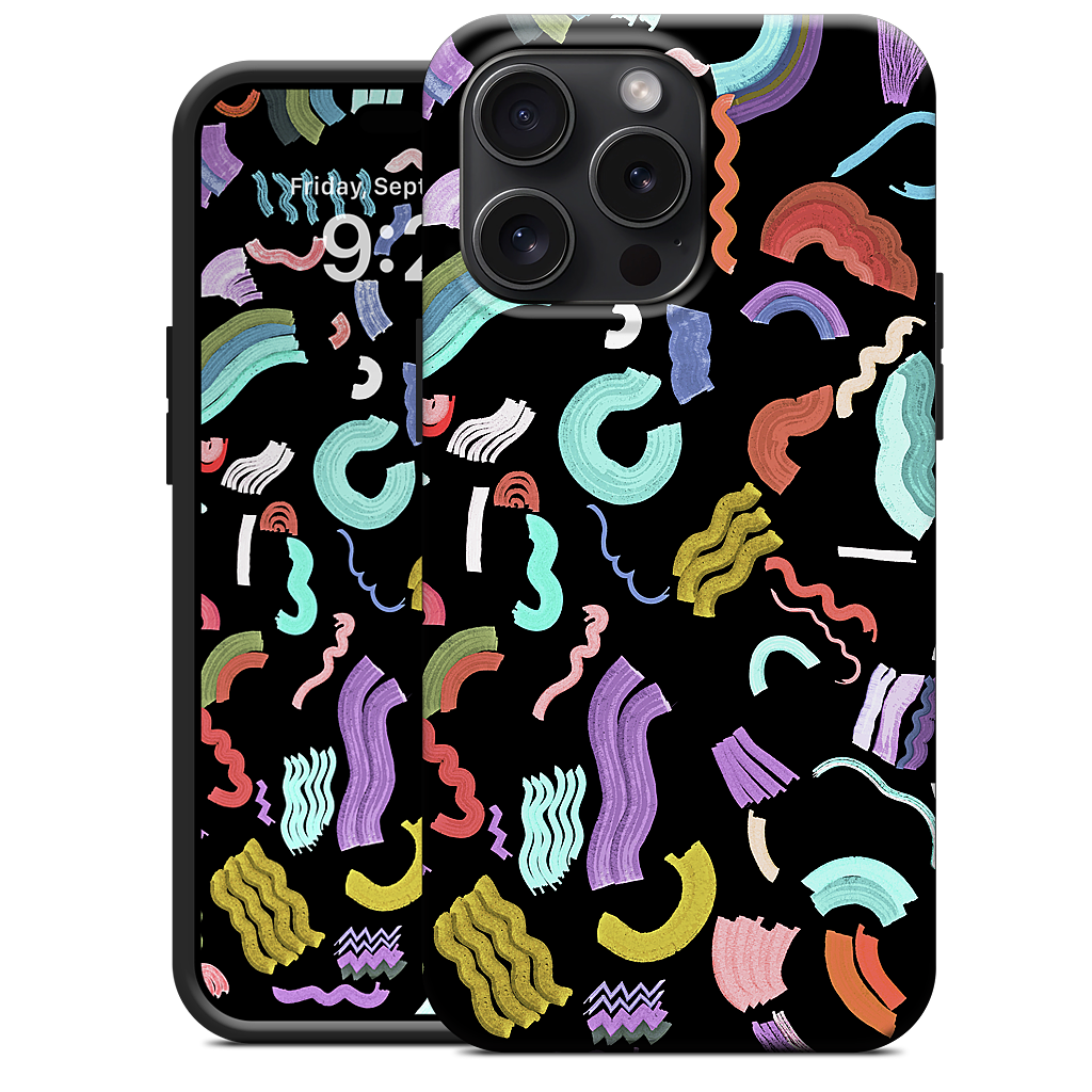 Curly Zigzag Stripes Marker Black iPhone Case