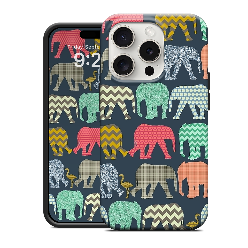 baby elephants and flamingos iPhone Case