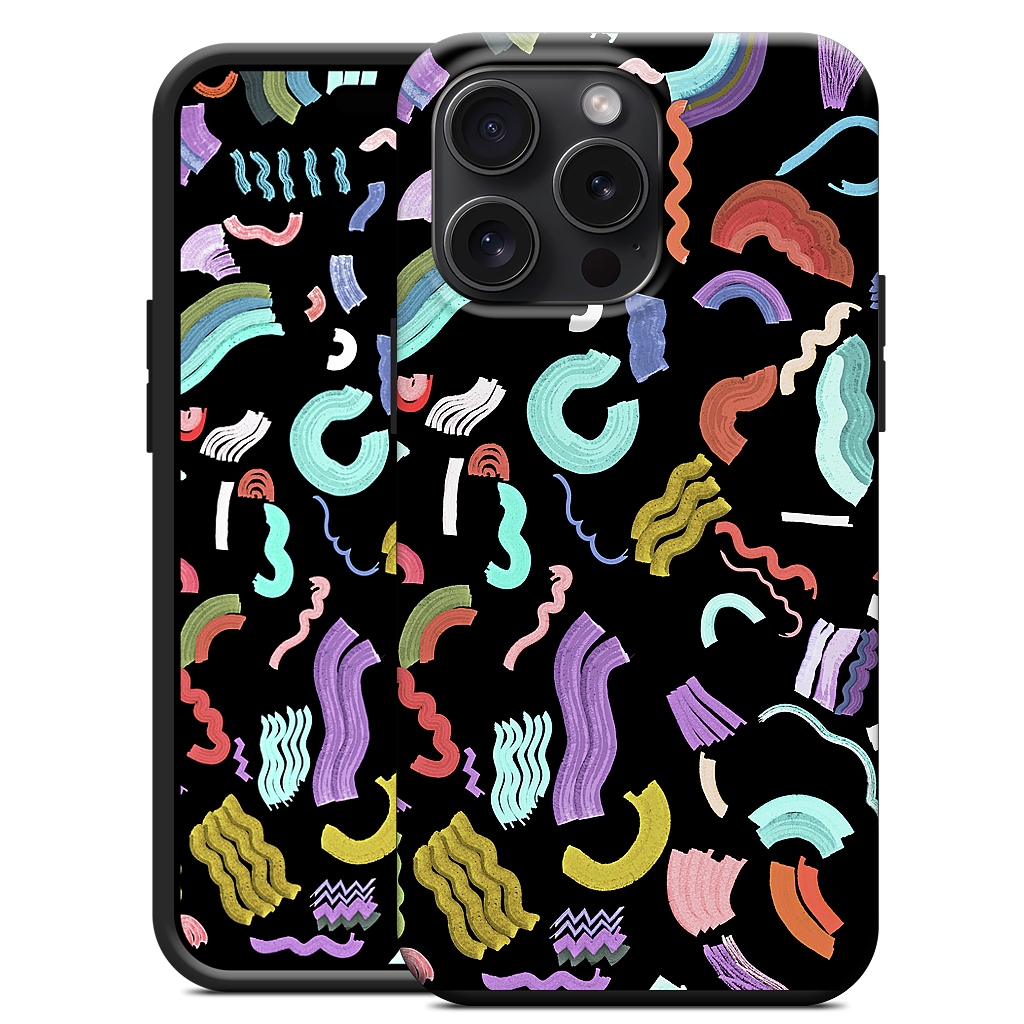 Curly Zigzag Stripes Marker Black iPhone Case
